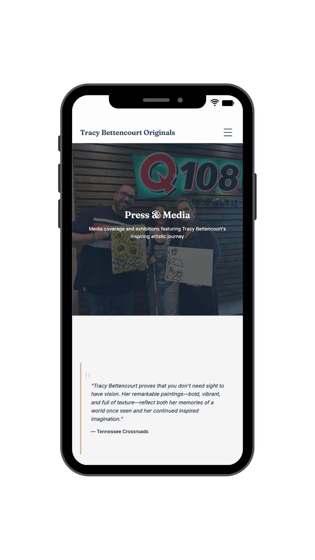 Bettencourt Originals Website Mobile View