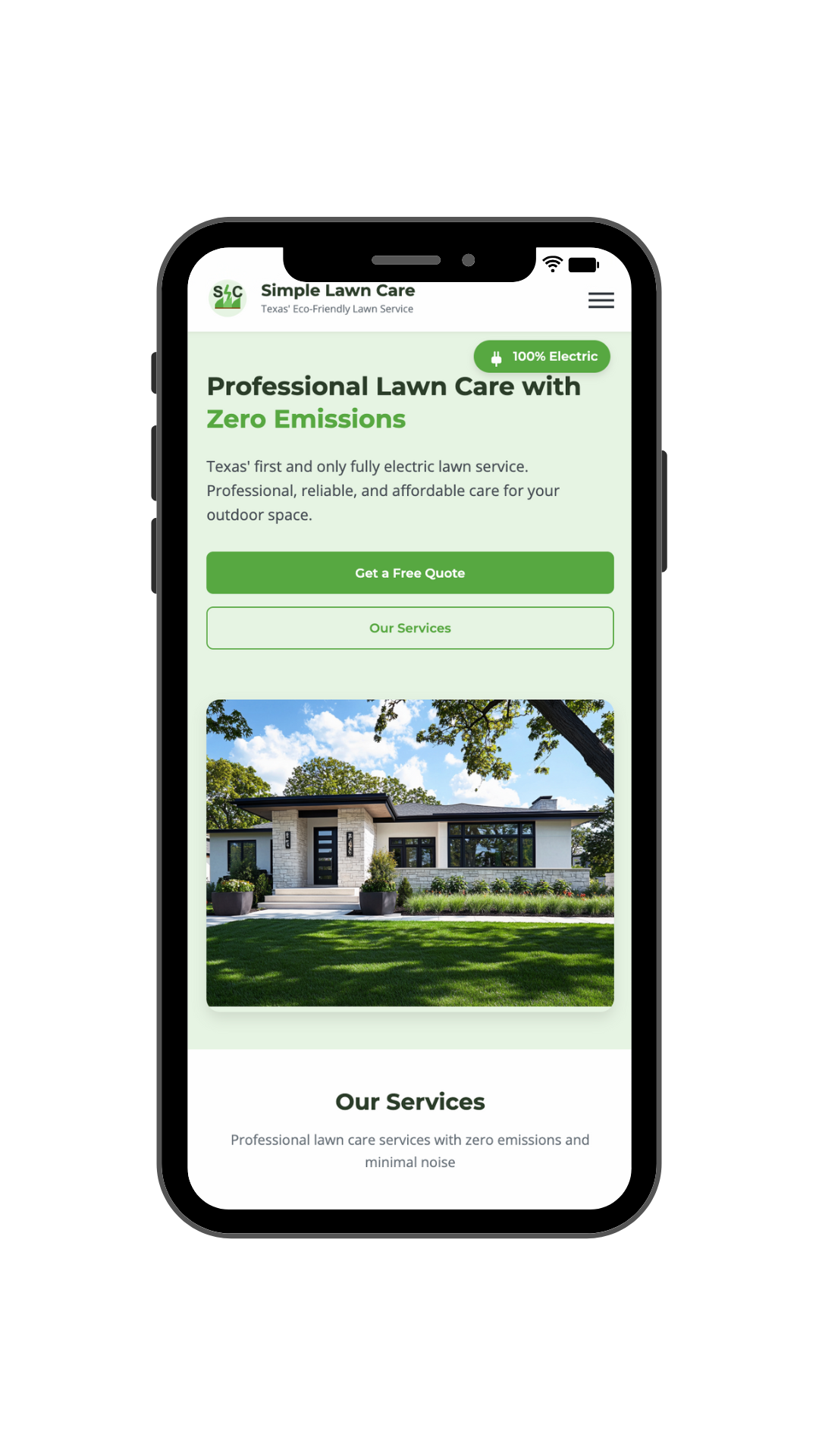 Simple Lawn Care Website Mobile View
