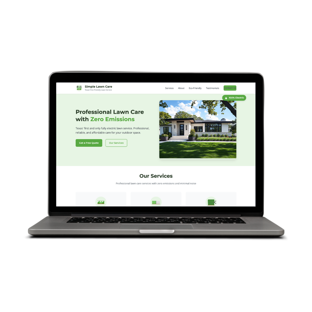 Simple Lawn Care Website Desktop View