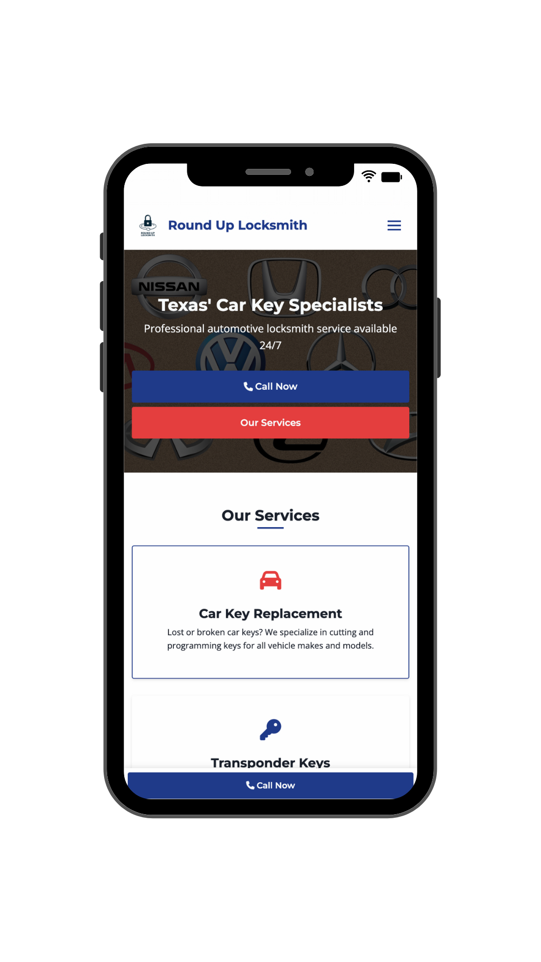 Locksmith Website Mobile View